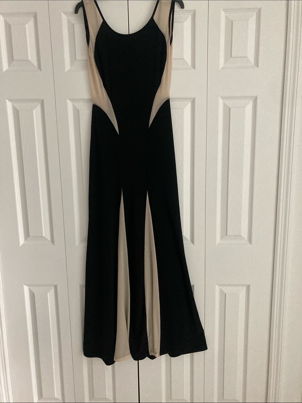 Symphony Black and Beige Panel Maxi Dress